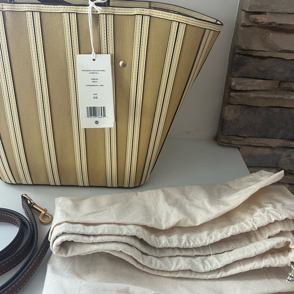 NWT Tory Burch McGraw Canvas Panel Carryall Bag -  Cornbread - Picture 5 of 11